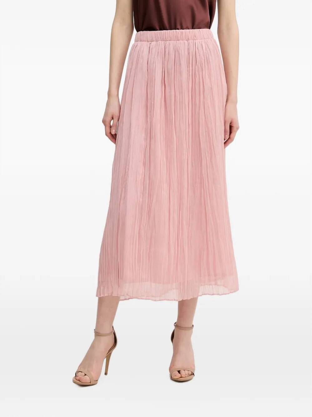 NEW OUI crinkle midi skirt in dusty rose